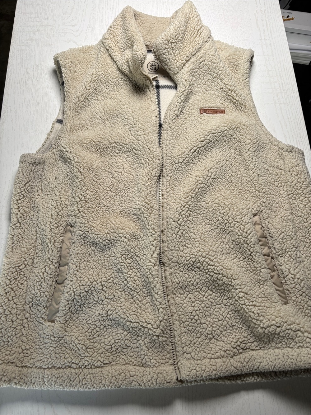 Women's Cream Sherpa Fleece Vest by Columbia